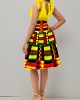 Tribal Print Sleeveless Yellow V Neck Dress