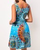 Wide Strap Sky Blue Tribal Print Dress