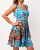 Wide Strap Sky Blue Tribal Print Dress