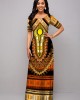 Short Sleeve Tribal Print Round Neck Dress