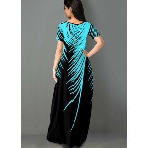 Palm Leaf Print Side Pocket Maxi Dress