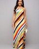 Rainbow Stripe Spaghetti Strap Maxi Dress