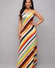 Rainbow Stripe Spaghetti Strap Maxi Dress