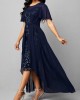 Sequin Embroidered Chiffon Round Neck Dress