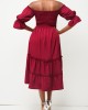 Wine Red Smocked Off Shoulder Valentines Dress