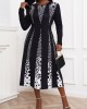 Contrast Long Sleeve Polka Dot Dress