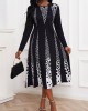 Contrast Long Sleeve Polka Dot Dress