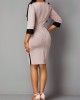 Tie Shoulder Three Quarter Sleeve Back Zipper Dress