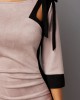 Tie Shoulder Three Quarter Sleeve Back Zipper Dress