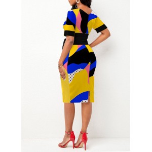 Tie Front Graffiti Print Multi Color Dress