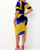 Tie Front Graffiti Print Multi Color Dress