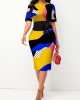 Tie Front Graffiti Print Multi Color Dress