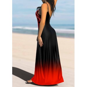 Tribal Print Ombre Strappy Maxi Dress