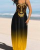 Tribal Print Ombre Strappy Maxi Dress