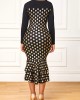 Polka Dot Hot Stamping Black High Low Dress