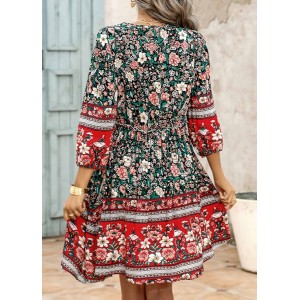 Red Stringy Selvedge Floral Print Dress