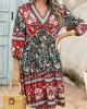 Red Stringy Selvedge Floral Print Dress