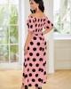 Smocked Off Shoulder Polka Dot Dress