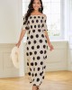 Smocked Off Shoulder Polka Dot Dress