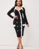 Black Long Sleeve Sweetheart Neckline Dress