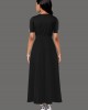 Inclined Button Side Pocket Contrast Maxi Dress