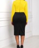 Flounce Long Sleeve Faux Two Piece Yellow Dress