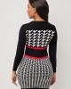 Round Neck Houndstooth Print Long Sleeve Sweater Dress