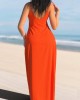 Spaghetti Strap Textured Orange Maxi Dress