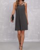 Multi Straps Dark Grey Mini Dress