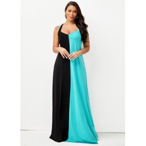 Spaghetti Strap Color Block Maxi Dress