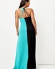 Spaghetti Strap Color Block Maxi Dress