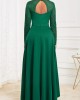 Green High Low V Neck Lace Dress