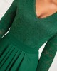 Green High Low V Neck Lace Dress