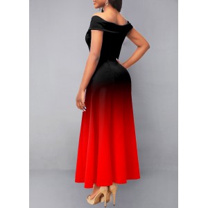 Ombre Off Shoulder Red Maxi Dress