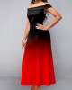 Ombre Off Shoulder Red Maxi Dress