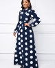 Long Sleeve Turndown Collar Polka Dot Dress