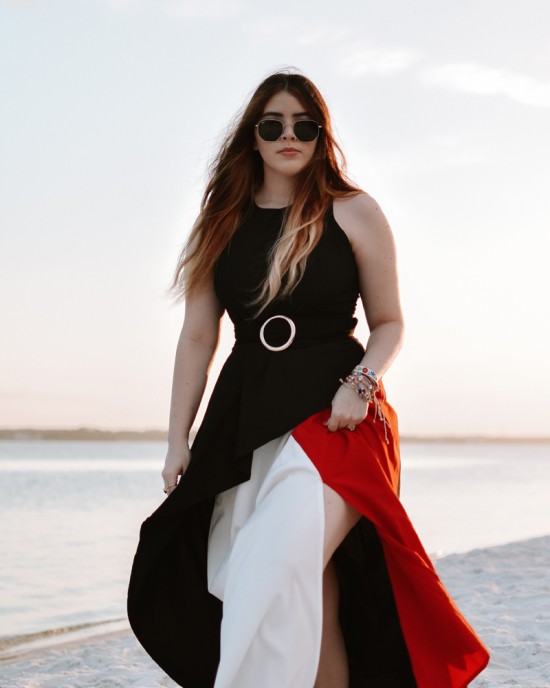 Round Neck Front Slit Sleeveless Maxi Dress