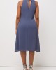 Flounce Bib Neck Dusty Blue Cutout Dress