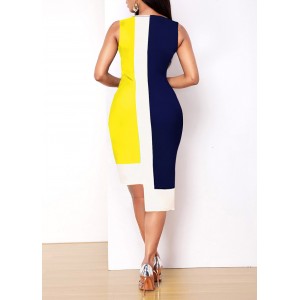 Contrast Asymmetric Hem Sleeveless Dress