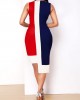 Contrast Asymmetric Hem Sleeveless Dress