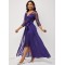 3/4 Sleeve Purple Multiway Lace Patchwork Dress