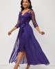 3/4 Sleeve Purple Multiway Lace Patchwork Dress