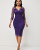 3/4 Sleeve Purple Multiway Lace Patchwork Dress