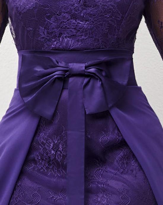 3/4 Sleeve Purple Multiway Lace Patchwork Dress