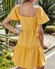 Button Up Sweetheart Neckline Yellow Dress