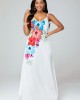 Spaghetti Strap Floral Print Double Pockets Maxi Dress