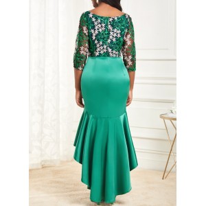 Embroidery Green High Low Mermaid Dress