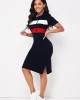 Short Sleeve Hooded Collar Striped Dress