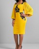 3/4 Sleeve Ginger Square Collar Dress