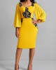 3/4 Sleeve Ginger Square Collar Dress